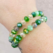 Load image into Gallery viewer, Mixed Green Crystal Beaded Bracelet - Elena Michele