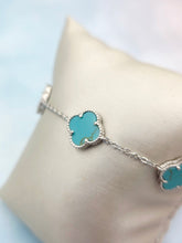 Load image into Gallery viewer, Turquoise Clover Bracelet - Sterling Silver