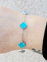 Load image into Gallery viewer, Turquoise Clover Bracelet - Sterling Silver