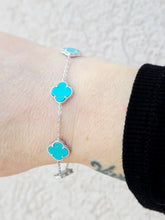 Load image into Gallery viewer, Turquoise Clover Bracelet - Sterling Silver