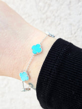 Load image into Gallery viewer, Turquoise Clover Bracelet - Sterling Silver