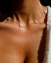 Load image into Gallery viewer, Pave CZ Station Clover Necklace - Gold Plated Sterling Silver