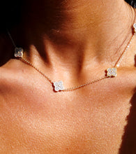 Load image into Gallery viewer, Pave CZ Station Clover Necklace - Gold Plated Sterling Silver