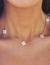 Load image into Gallery viewer, Pave CZ Station Clover Necklace - Gold Plated Sterling Silver