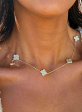 Load image into Gallery viewer, Pave CZ Station Clover Necklace - Gold Plated Sterling Silver