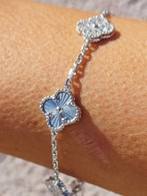 Load image into Gallery viewer, Diamond Cut &amp; CZ Clover Bracelet - Sterling Silver (7"-8")