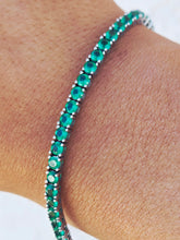 Load image into Gallery viewer, Green CZ &amp; Bracelet - Sterling Silver