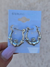 Load image into Gallery viewer, Claddagh Hoops - Sterling Silver