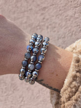 Load image into Gallery viewer, Silver Dipped Sky Blue Agate &amp; Silver Empowered Elegance Beaded Bracelet - TJazelle