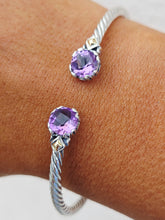 Load image into Gallery viewer, Amethyst Twisted Cable Bangle Bracelet - Samuel B