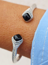 Load image into Gallery viewer, Onyx Hinged Cable Bangle Bracelet - Samuel B