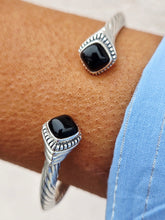 Load image into Gallery viewer, Onyx Hinged Cable Bangle Bracelet - Samuel B