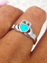 Load image into Gallery viewer, Opal Celtic Claddagh Ring - Sterling Silver