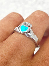 Load image into Gallery viewer, Opal Celtic Claddagh Ring - Sterling Silver