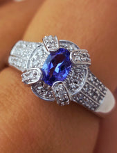 Load image into Gallery viewer, Tanzanite &amp; Diamond Ring - 14K White Gold - Estate Piece