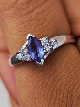 Load image into Gallery viewer, Tanzanite &amp; Diamond Ring - 14K White Gold - Estate Piece