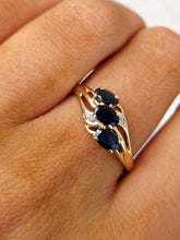 Load image into Gallery viewer, Three Oval Sapphires Ring - 10K Yellow Gold
