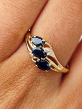Load image into Gallery viewer, Three Oval Sapphires Ring - 10K Yellow Gold