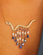 Load image into Gallery viewer, Sapphire and diamond Snake Necklace
