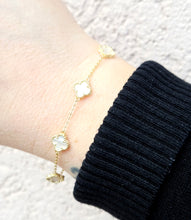 Load image into Gallery viewer, Mini White Mother of Pearl Clover Station Bracelet