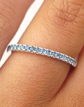 Load image into Gallery viewer, Aquamarine BIRTHSTONE STACKABLE RING - 14K White Gold