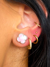 Load image into Gallery viewer, Pink Mother of Pearl Clover Earrings - Sterling Silver