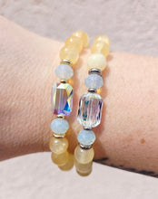 Load image into Gallery viewer, Crystal AB "Adrian" on Yellow Gypsum Beaded Bracelet - Stash