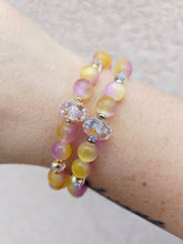 Load image into Gallery viewer, Crystal AB "Erin" on Pink/Yellow Selenite Beaded Bracelet - Stash