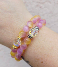 Load image into Gallery viewer, Crystal AB "Bella" on Pink/Yellow Selenite Beaded Bracelet - Stash