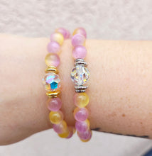Load image into Gallery viewer, Crystal AB "Bella" on Pink/Yellow Selenite Beaded Bracelet - Stash