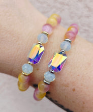 Load image into Gallery viewer, Crystal AB "Adrian" on Pink/Yellow Selenite Beaded Bracelet - Stash