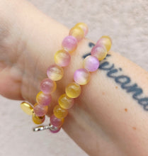 Load image into Gallery viewer, Crystal AB "Adrian" on Pink/Yellow Selenite Beaded Bracelet - Stash