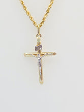 Load image into Gallery viewer, Two Tone Crucifix on a 22” Rope Chain - 14k Gold