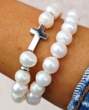 Load image into Gallery viewer, Cross White Pearl Exclusive Bracelet - TJazelle &amp; Marie's