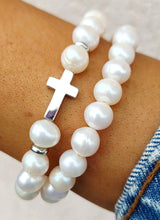 Load image into Gallery viewer, Cross White Pearl Exclusive Bracelet - TJazelle &amp; Marie's