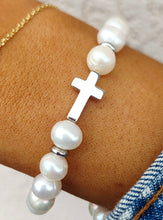 Load image into Gallery viewer, Cross White Pearl Exclusive Bracelet - TJazelle &amp; Marie's