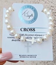 Load image into Gallery viewer, Cross White Pearl Exclusive Bracelet - TJazelle &amp; Marie's