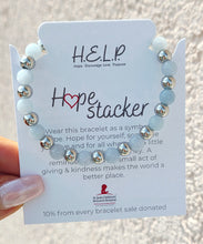 Load image into Gallery viewer, Light Blue Quartz &amp; Silver Steel Hope Stacker - TJazelle HELP Bracelet