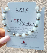 Load image into Gallery viewer, Light Blue Quartz &amp; Silver Steel Hope Stacker - TJazelle HELP Bracelet