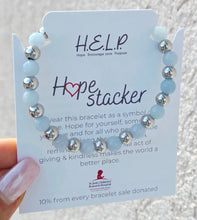 Load image into Gallery viewer, Light Blue Quartz &amp; Silver Steel Hope Stacker - TJazelle HELP Bracelet