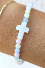 Load image into Gallery viewer, Morganite Cross Bracelet - Holy Water Bracelet