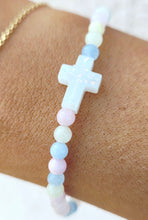 Load image into Gallery viewer, Morganite Cross Bracelet - Holy Water Bracelet