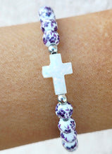 Load image into Gallery viewer, Purple Porcelain Holy Water Cross Bracelet