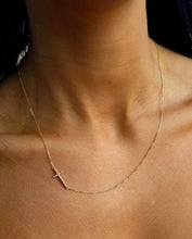 Load image into Gallery viewer, Double Sided Diamond Sideways Cross - 14K Yellow Gold