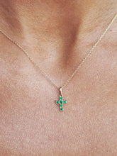 Load image into Gallery viewer, Emerald Cross Pendant &amp; Necklace - 14K Gold