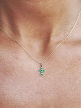 Load image into Gallery viewer, Emerald Cross Pendant &amp; Necklace - 14K Gold