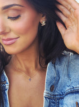 Load image into Gallery viewer, Sapphire Cross Necklace - 14K Gold