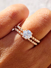 Load image into Gallery viewer, 14K Rose Gold Beaded Engagement Ring &amp; Wedding Band Set
