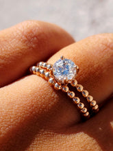 Load image into Gallery viewer, 14K Rose Gold Beaded Engagement Ring &amp; Wedding Band Set