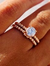 Load image into Gallery viewer, 14K Rose Gold Beaded Engagement Ring &amp; Wedding Band Set